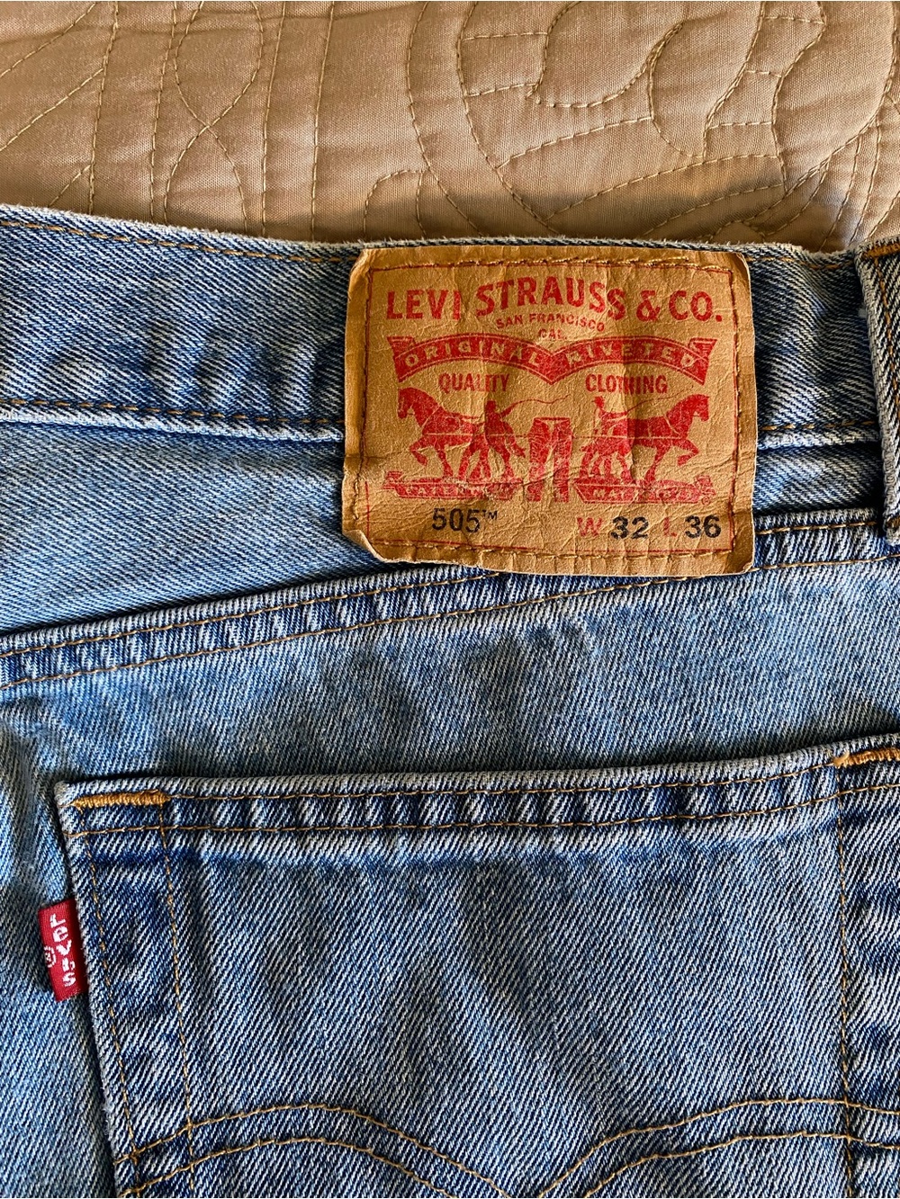 505 Levi's Straight-Leg Jeans in Light Blue Denim